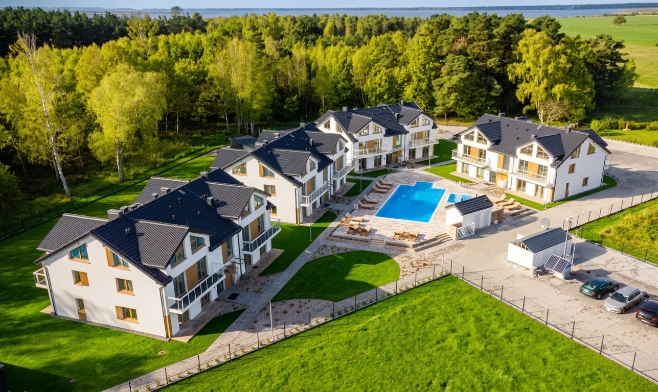 4 BUDYNKI BASEN JEZIORO